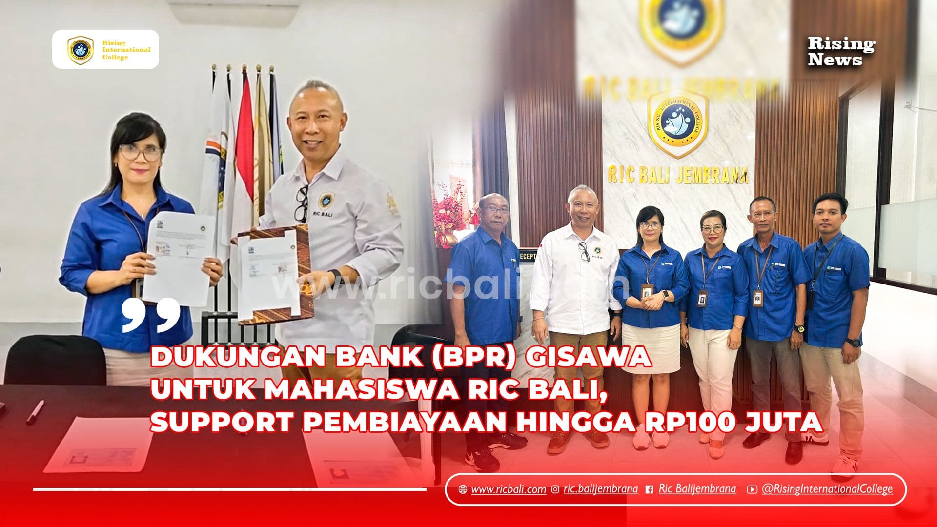 Dukungan Bank (BPR) Gisawa untuk Mahasiswa RIC Bali, Support Pembiayaan hingga Rp100 Juta